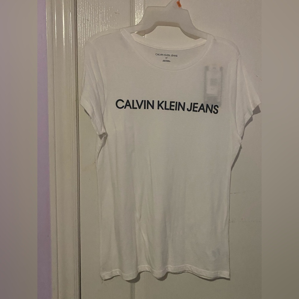 Calvin Klein Jeans White Tee with Black Logo